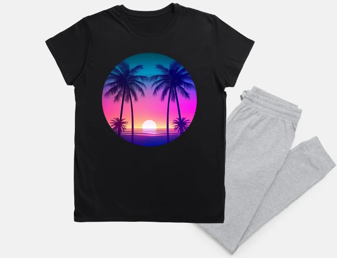 Pyjama plage de palmiers - aube du néon