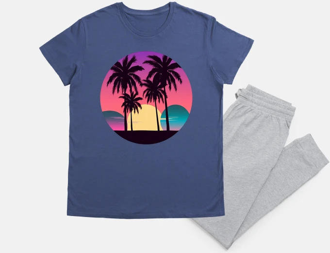 Pyjama plage de palmiers et triple lune
