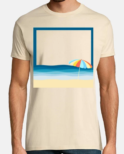 Tee-shirt Plage de vacances et son parasol