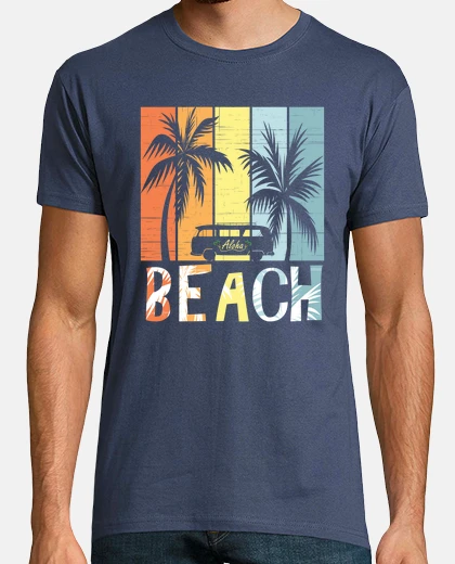 Tee-shirt plage vintage surf van palmiers hawaïen