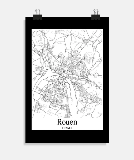 Poster plan de la ville de rouen