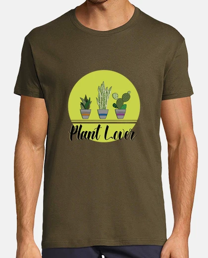 Camiseta Plant Lover. Hombre, manga corta, army, calidad extra