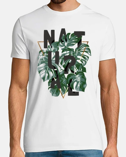 Camiseta planta monstera geométrica natural