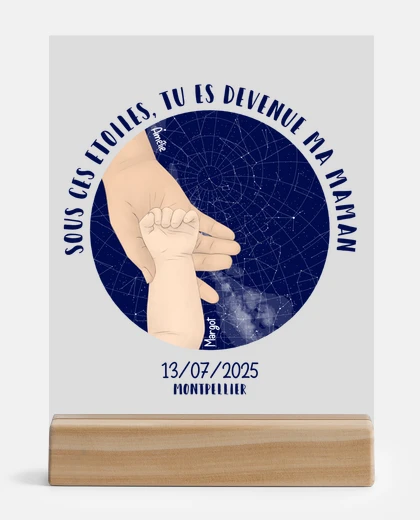 plaque personnalisée carte des étoiles maman