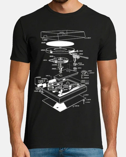 Tee-shirt platine vinyle brevetée disques vinyles musique rétro années 80 deejay