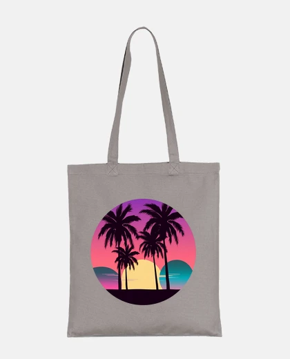 Bolsa playa de palmeras y luna triple