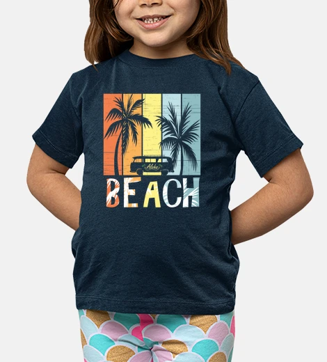 Ropa playa vintage surf van palmeras hawaian