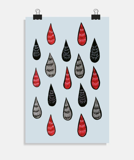Poster pluie étrange gouttes d39encre motif ro