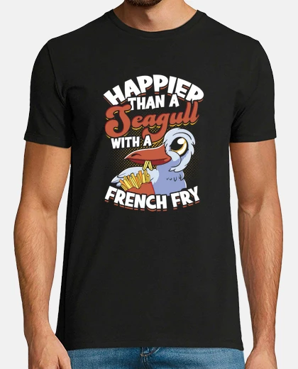 Tee-shirt plus heureux qu39une mouette avec un fr