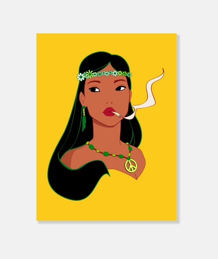 Tableau pocahontas hippiehontas fumer