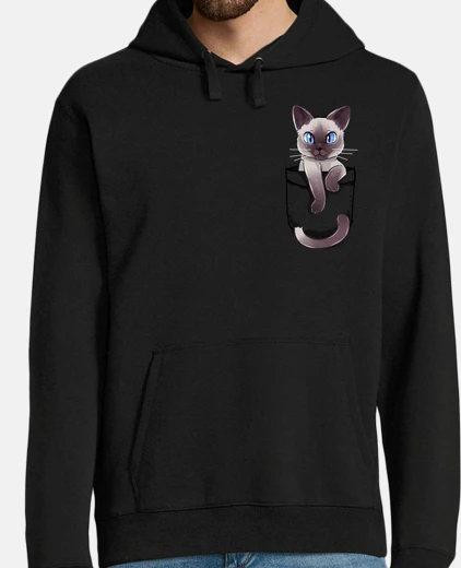 Sweat poche chat siamois mignon - sweat à capuche
