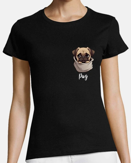 Tee-shirt poche intérieure pour chien carlin
