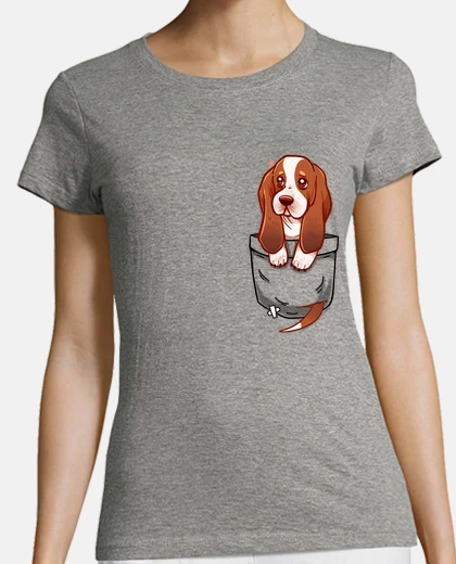 Tee-shirt poche mignon basset hound chiot - chemise de womans