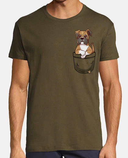 Tee-shirt poche mignon boxer chiot - chemise pour homme