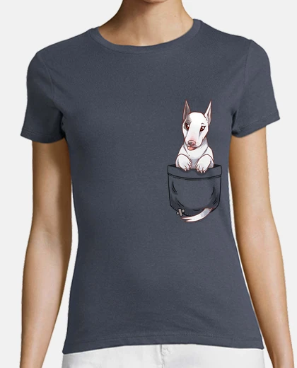 Tee-shirt poche mignon bull terrier chien - chemise de womans