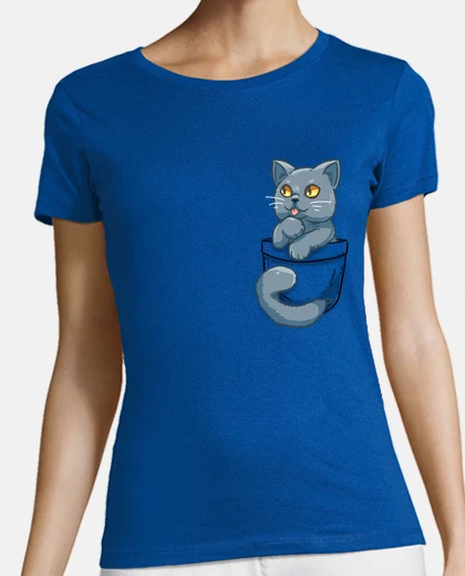 Tee-shirt poche mignon chat shorthair britannique - chemise womans