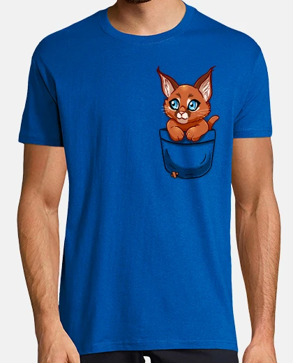 Tee-shirt poche mignon chaton caracal - chemise pour homme