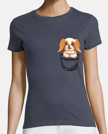 Tee-shirt poche mignon chinanese chin dog - chemise de womans
