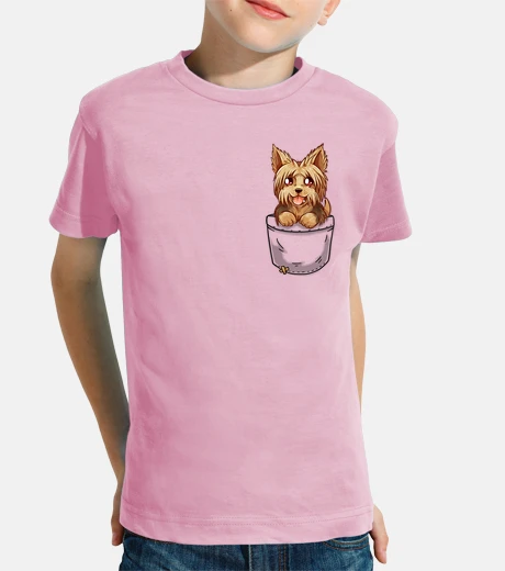 Vêtements poche mignon yorkie yorkshire chiot - chemise d'enfants