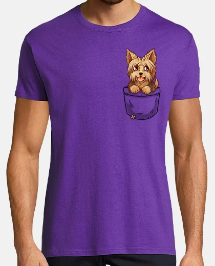 Tee-shirt poche mignon yorkie yorkshire chiot - chemise pour homme