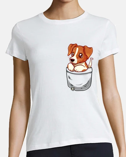 Tee-shirt poche mignonne jack russell terrier - chemise womans