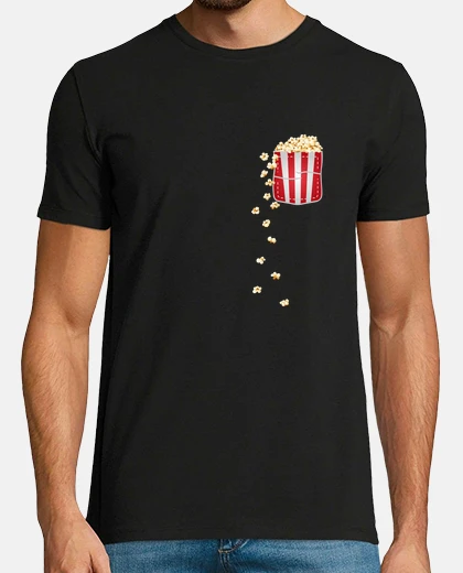 Tee-shirt Poche pop corn cinéma Cadeau humour