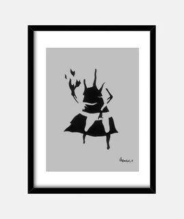 pochoir flamme 2 cadre gris