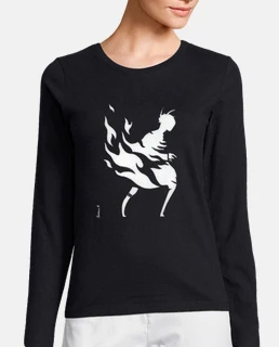 pochoir flammes 1 t-shirt femme manches longues noir