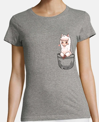 T-shirt pocket cute alpaca - womans shirt