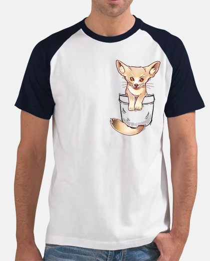 Tee-shirt pocket cute fennec fox - baseball pour homme