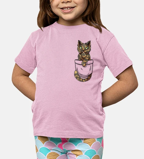Kids Pocket Cute Tortoiseshell Cat - Kids shirt