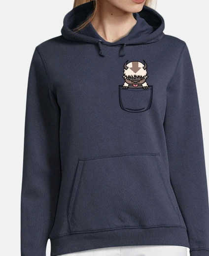 Hoodie Pocket flying bison - sweater woman