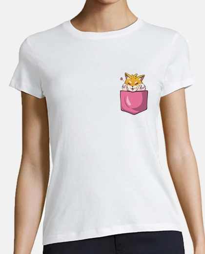 T-shirt pocket kawaii shiba inu