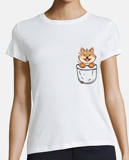 T-shirt pocket shiba inu - womans shirt