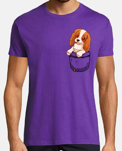 T-shirt pocket simpatico cavalier charles spaniel - camicia da uomo