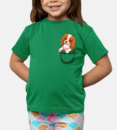 Abbigliamento pocket simpatico cavalier charles spaniel - maglietta per bambini