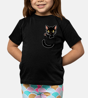 Pocket Cute Black Cat - Kids shirt