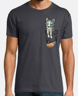 Pocket Cute Grey Fox - Mens Shirt