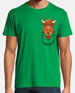 Pocket Cute Scottish Highland Cow - Mens shirt