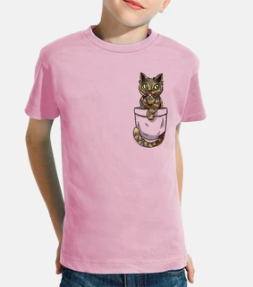 Pocket Cute Tortoiseshell Cat - Kids shirt
