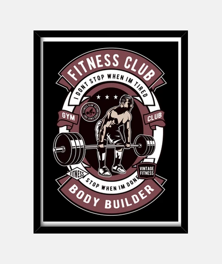 Cadre poids fitness body builder gym rétro gym musculation bodybuilder sport poids
