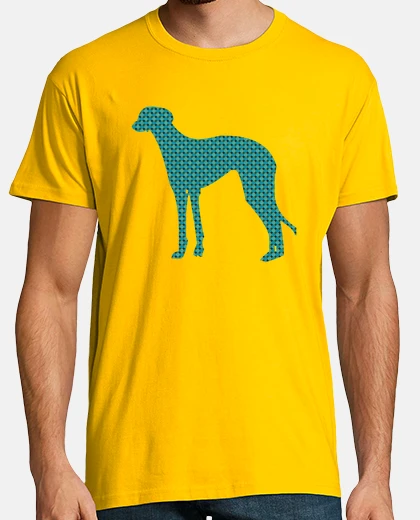 Tee-shirt points de silhouette de lévriers - bleu