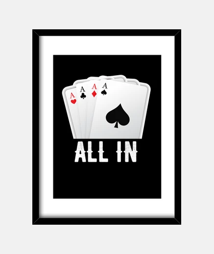 Framed poker poker cards all in poker chips