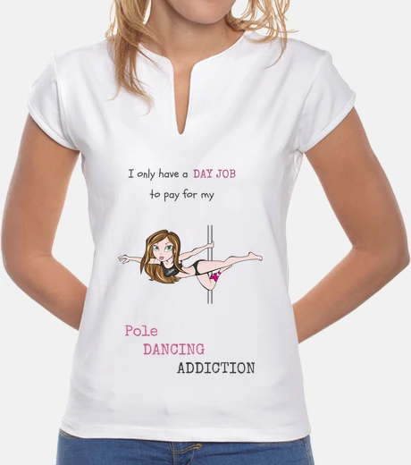 Tee-shirt pole dance, femme, manche mao, blanc