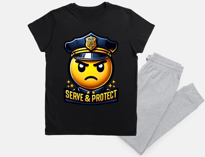 Pyjama police emoticon with motto