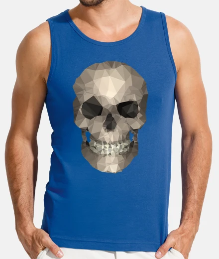 Camiseta polígono de la camisa del cráneo del hombre sin mangas azul real