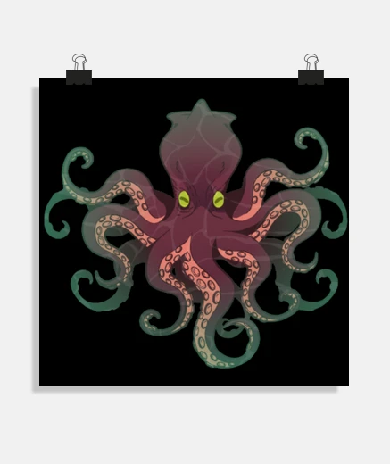 Poster polipo gigante con decorazione di poster con poteri magici