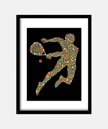 Framed polka dot padel player