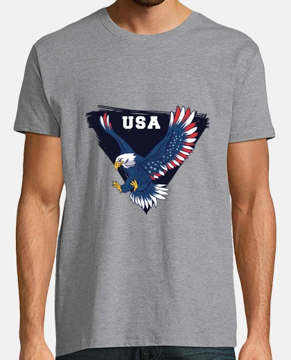 T-shirt polo da uomo bandiera usa con aquila americana