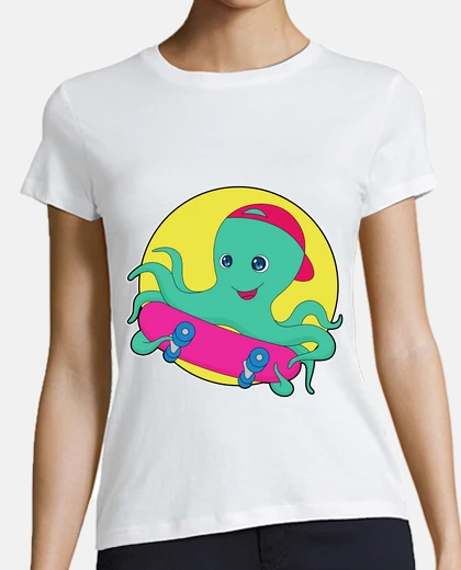 T-shirt polpo skater skateboard